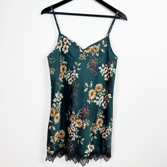 INC International Concepts Deep Green Floral Chemise Size Small - Picture 1 of 7
